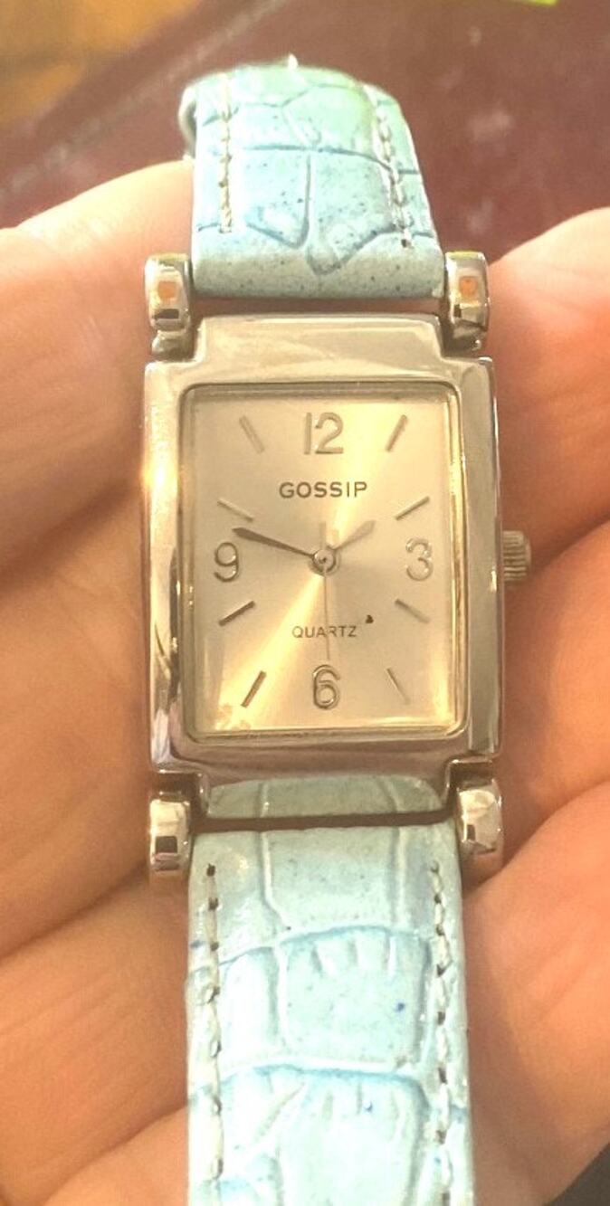 Women's 22mm Silver Tone Gossip Watch, Pale Blue Leather Band